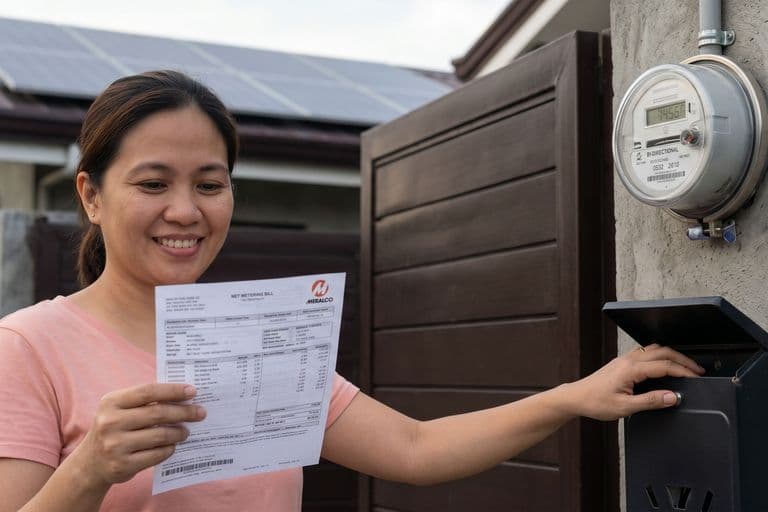Meralco electricity bill highlighting solar export credits.
